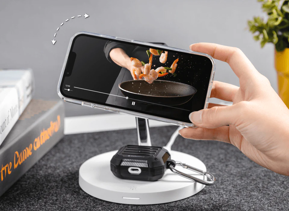 Magpower 4 in 1 Magnetic Charging Stand One Charger Two Viewing Orientations